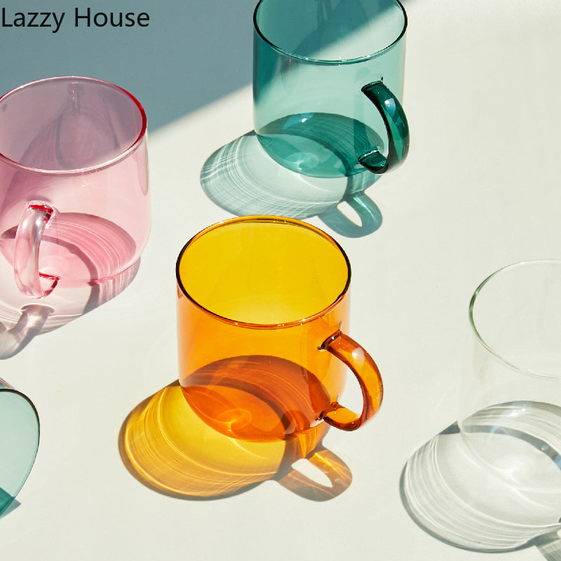 Heat Resistant Glass Colorful Coffee Glasses With Handle Household