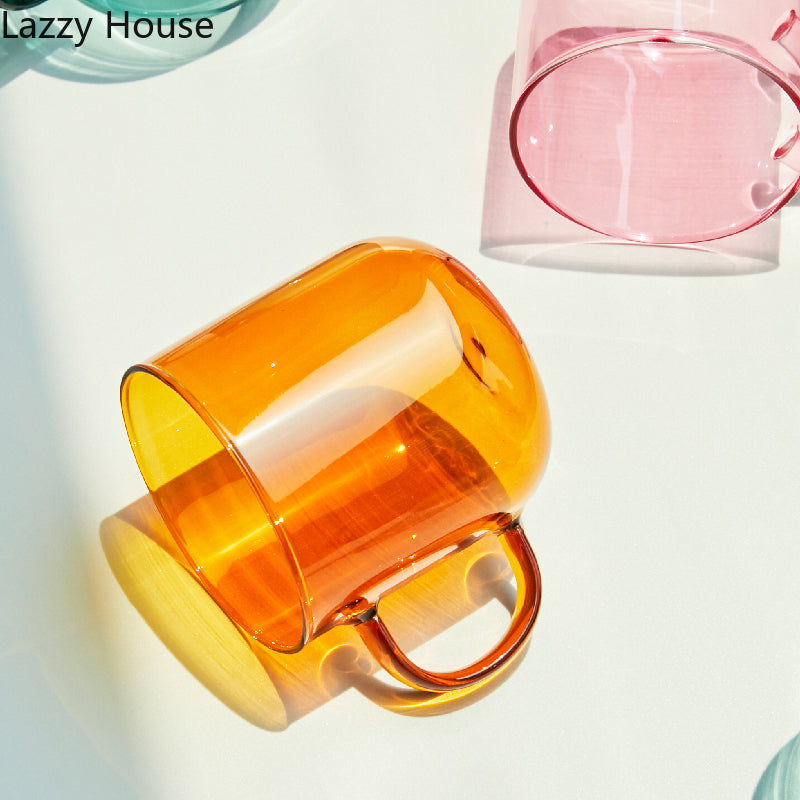 Heat Resistant Glass Colorful Coffee Glasses With Handle Household