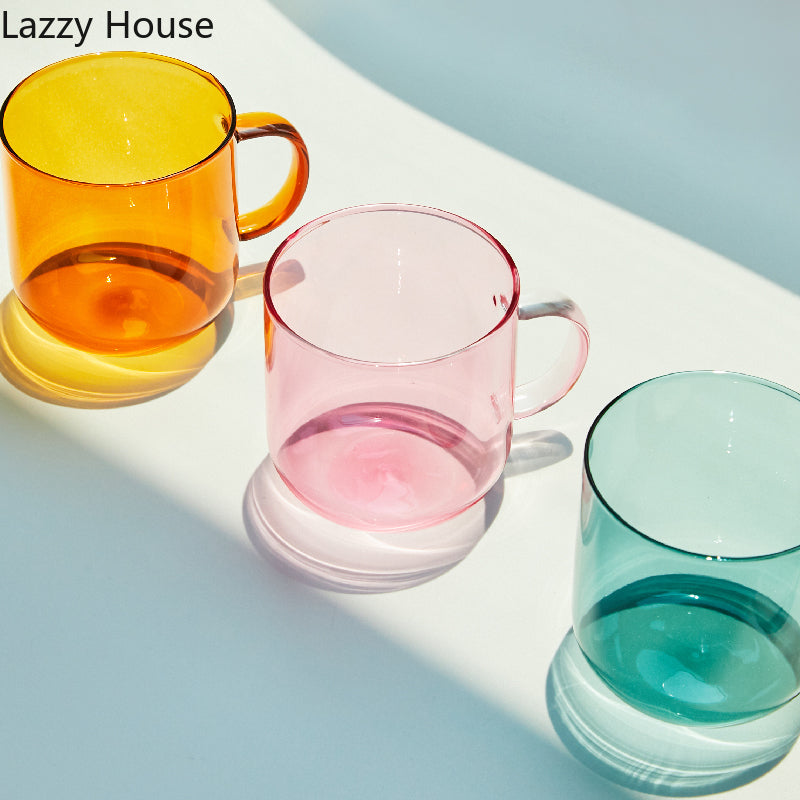 Heat Resistant Glass Colorful Coffee Glasses With Handle Household