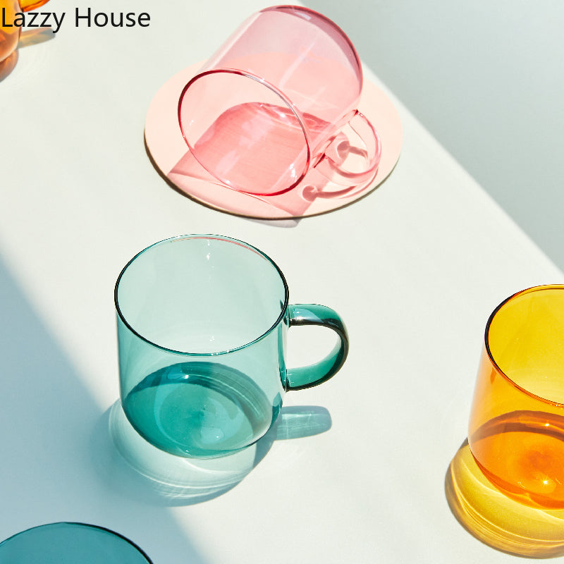 Heat Resistant Glass Colorful Coffee Glasses With Handle Household