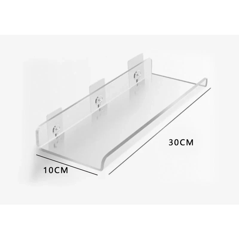 Estante acrílico para almacenamiento de pared, estanterías flotantes, organizador de estante de exhibición para baño, dormitorio, sala de estar, cocina, decoración de habitación