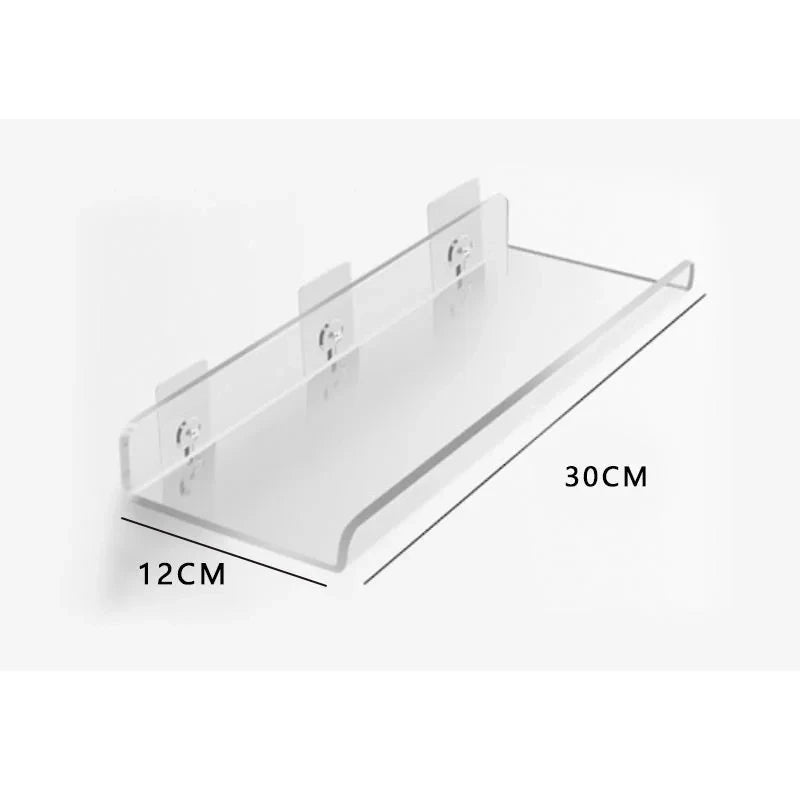 Estante acrílico para almacenamiento de pared, estanterías flotantes, organizador de estante de exhibición para baño, dormitorio, sala de estar, cocina, decoración de habitación