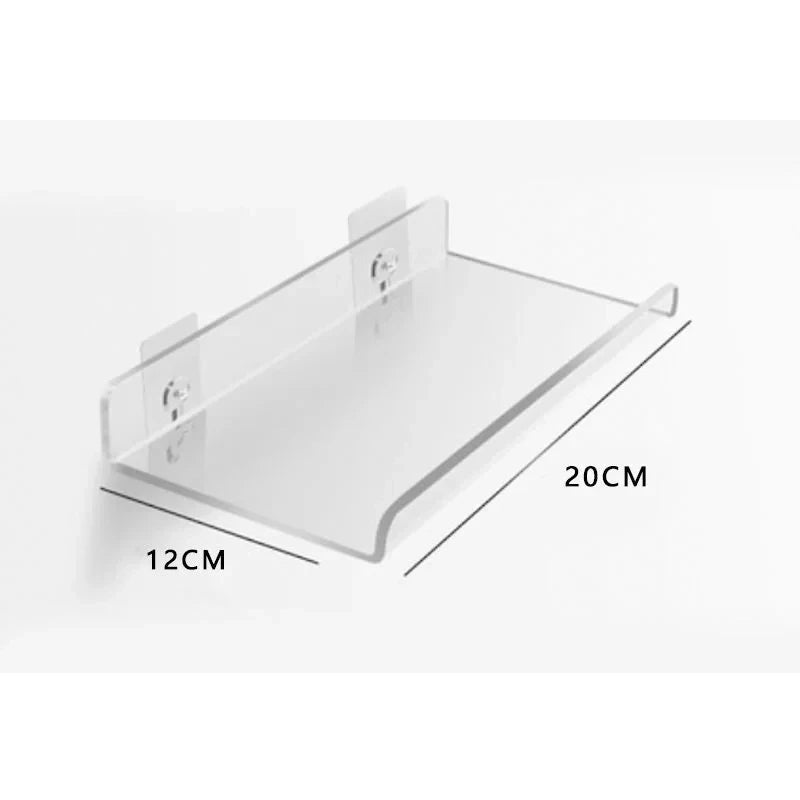 Estante acrílico para almacenamiento de pared, estanterías flotantes, organizador de estante de exhibición para baño, dormitorio, sala de estar, cocina, decoración de habitación