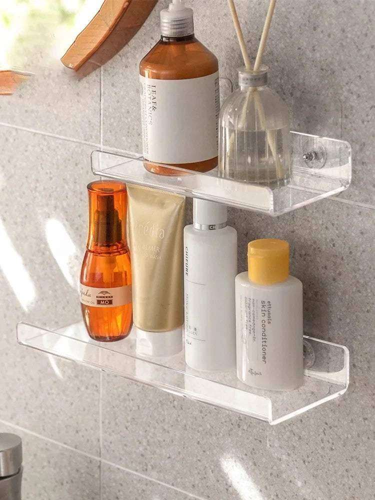 Estante acrílico para almacenamiento de pared, estanterías flotantes, organizador de estante de exhibición para baño, dormitorio, sala de estar, cocina, decoración de habitación