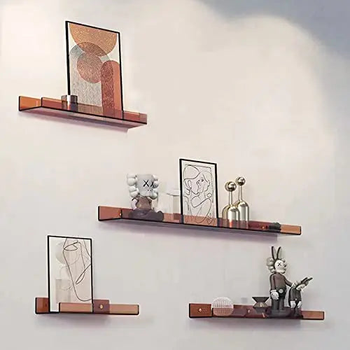 Estante acrílico para almacenamiento de pared, estanterías flotantes, organizador de estante de exhibición para baño, dormitorio, sala de estar, cocina, decoración de habitación