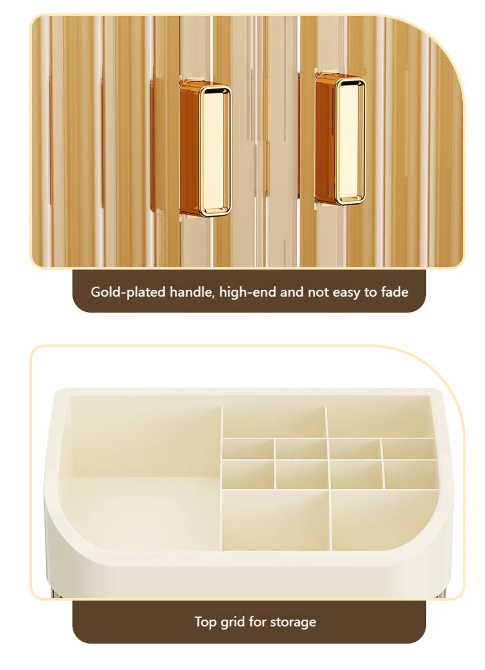 Organizador de maquillaje a prueba de polvo, almacenamiento de pintalabios de lujo, doble puerta, varios pisos, organización de baño de cosméticos transparente