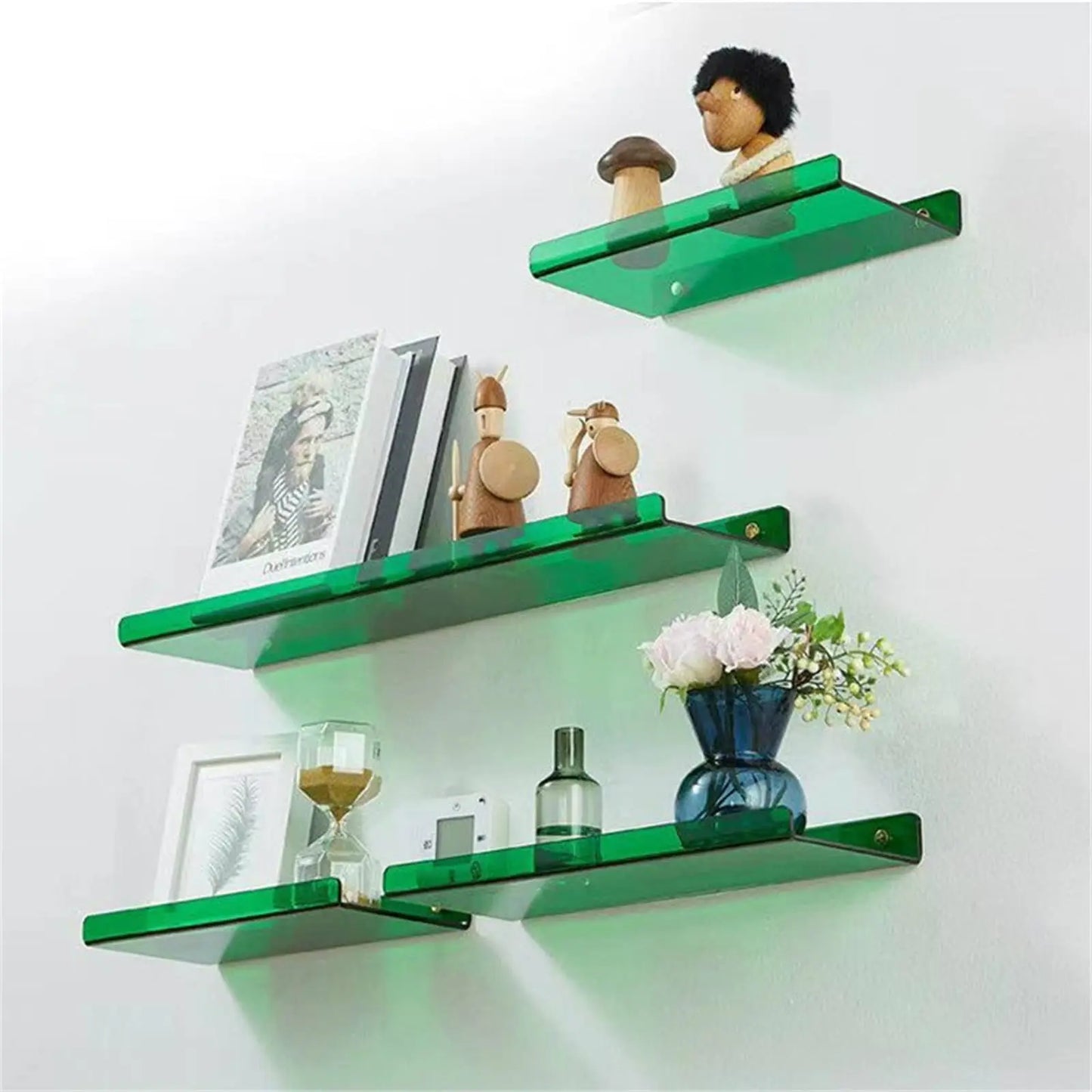 Estante acrílico para almacenamiento de pared, estanterías flotantes, organizador de estante de exhibición para baño, dormitorio, sala de estar, cocina, decoración de habitación