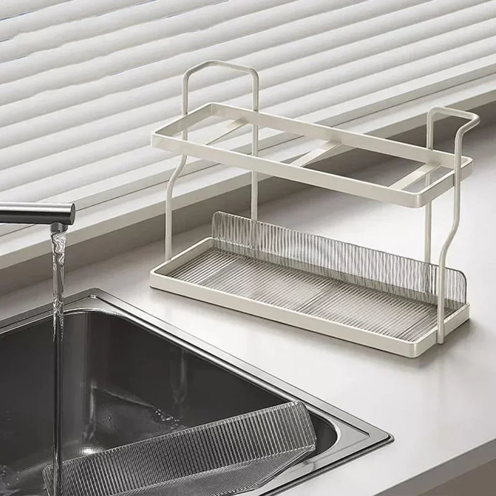Organizador de almacenamiento, organizador de cocina, estantes de cocina, taza de té, doble capa debajo del fregadero, estante de almacenamiento, electrodomésticos, aromatizante de maquillaje