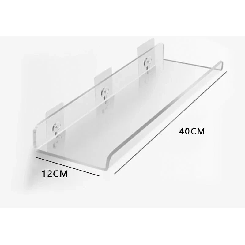 Estante acrílico para almacenamiento de pared, estanterías flotantes, organizador de estante de exhibición para baño, dormitorio, sala de estar, cocina, decoración de habitación
