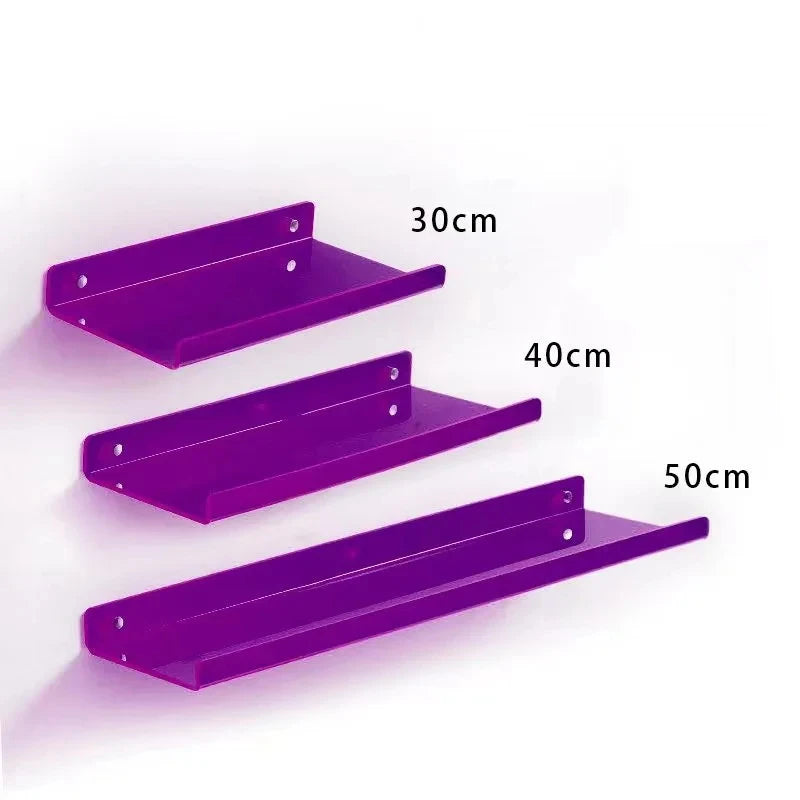 Estante acrílico para almacenamiento de pared, estanterías flotantes, organizador de estante de exhibición para baño, dormitorio, sala de estar, cocina, decoración de habitación