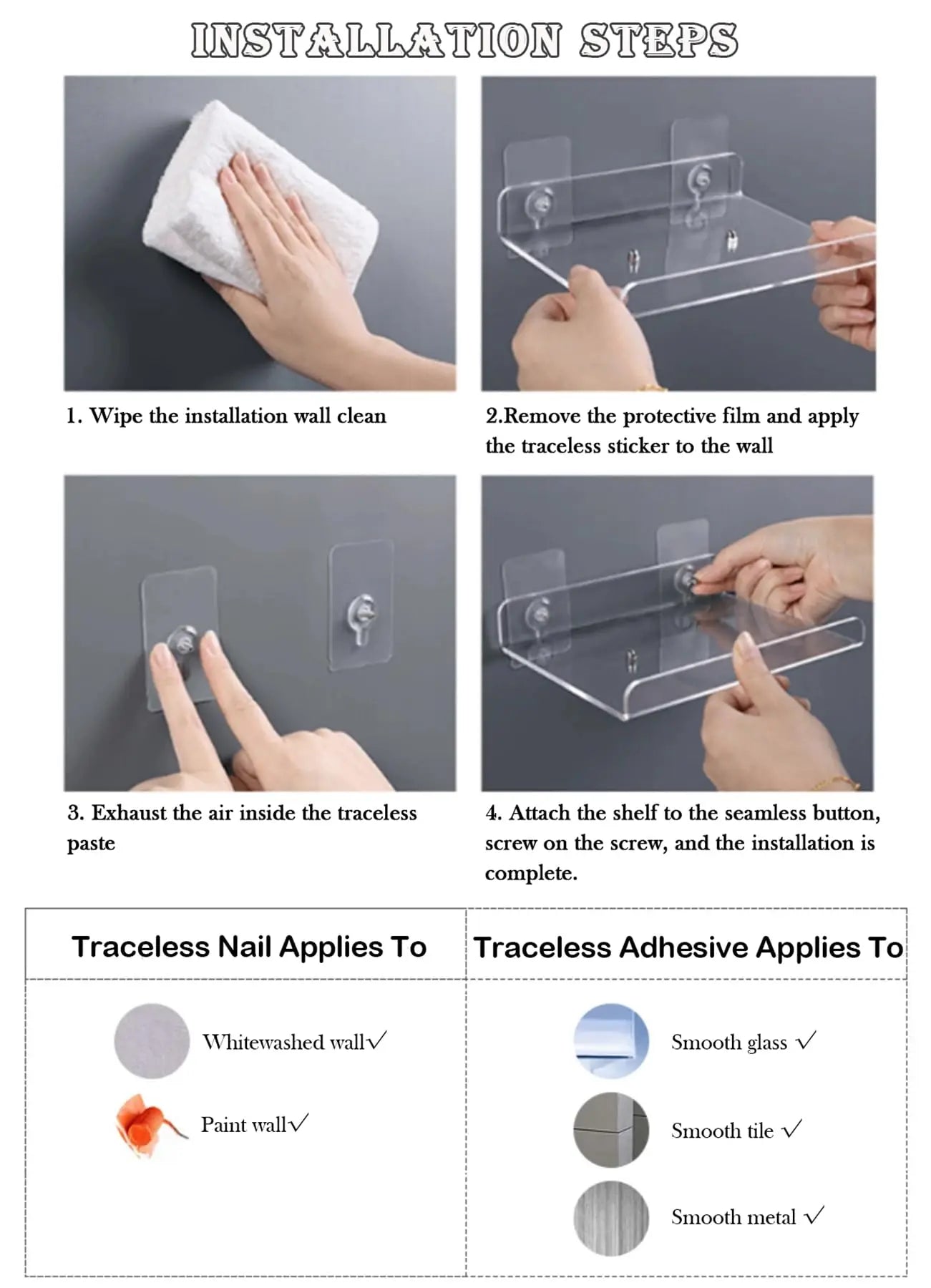 Estante acrílico para almacenamiento de pared, estanterías flotantes, organizador de estante de exhibición para baño, dormitorio, sala de estar, cocina, decoración de habitación