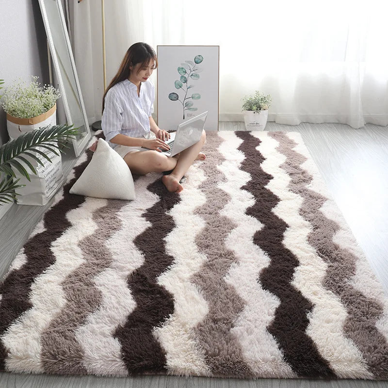 Alfombra blanca y esponjosa para sala de estar, alfombrillas grandes para decoración del hogar, antideslizantes y gruesas, para habitación de niños y niñas, color rosa