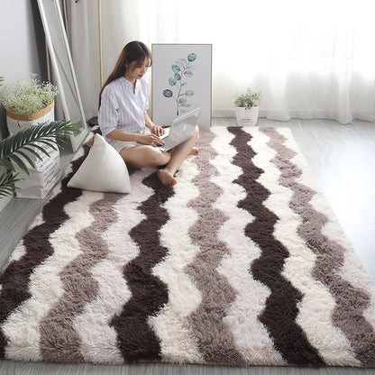 Alfombra blanca y esponjosa para sala de estar, alfombrillas grandes para decoración del hogar, antideslizantes y gruesas, para habitación de niños y niñas, color rosa