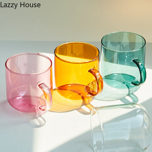 Heat Resistant Glass Colorful Coffee Glasses With Handle Household