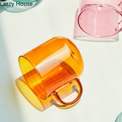 Heat Resistant Glass Colorful Coffee Glasses With Handle Household