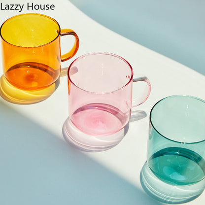 Heat Resistant Glass Colorful Coffee Glasses With Handle Household