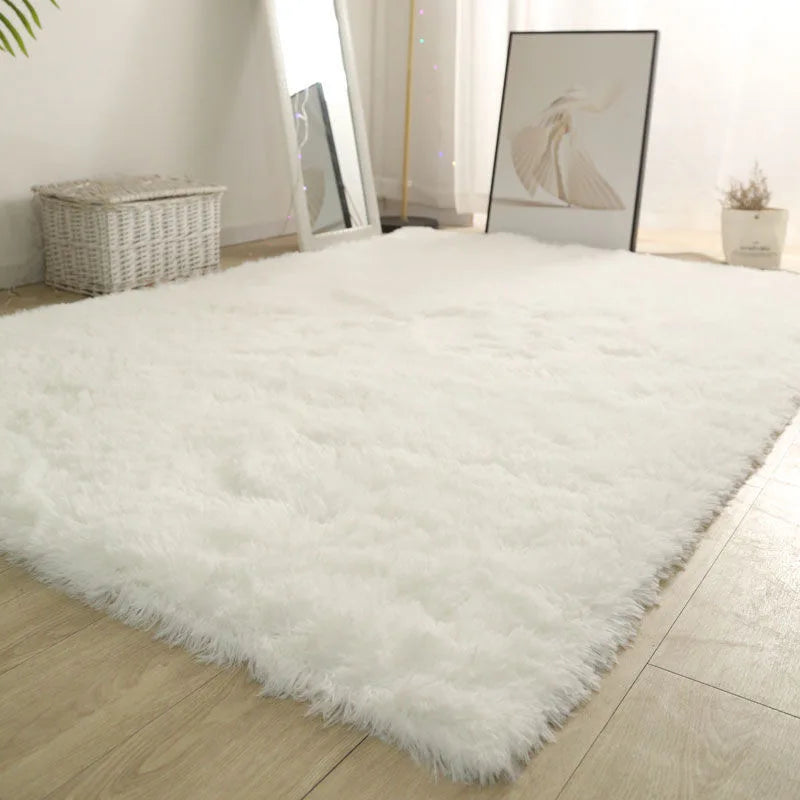 Alfombra blanca y esponjosa para sala de estar, alfombrillas grandes para decoración del hogar, antideslizantes y gruesas, para habitación de niños y niñas, color rosa