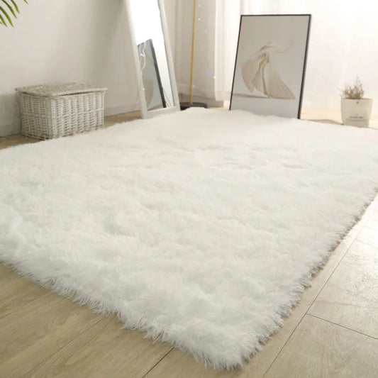 Alfombra blanca y esponjosa para sala de estar, alfombrillas grandes para decoración del hogar, antideslizantes y gruesas, para habitación de niños y niñas, color rosa