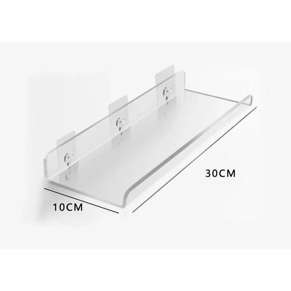 Estante acrílico para almacenamiento de pared, estanterías flotantes, organizador de estante de exhibición para baño, dormitorio, sala de estar, cocina, decoración de habitación