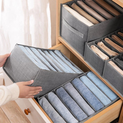 Organizador de ropa, pantalones, ropa, Jeans, caja de almacenamiento, armario, organización de armario, ropa interior, sujetador, calcetines, compartimento, gabinete