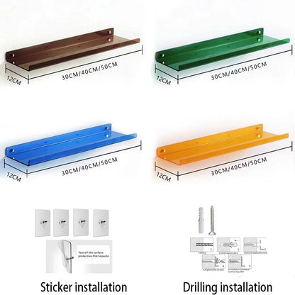 Estante acrílico para almacenamiento de pared, estanterías flotantes, organizador de estante de exhibición para baño, dormitorio, sala de estar, cocina, decoración de habitación