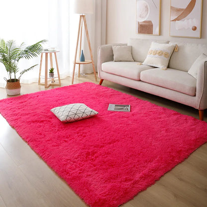 Alfombra blanca y esponjosa para sala de estar, alfombrillas grandes para decoración del hogar, antideslizantes y gruesas, para habitación de niños y niñas, color rosa