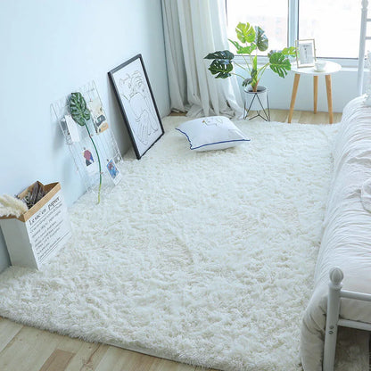 Alfombra blanca y esponjosa para sala de estar, alfombrillas grandes para decoración del hogar, antideslizantes y gruesas, para habitación de niños y niñas, color rosa