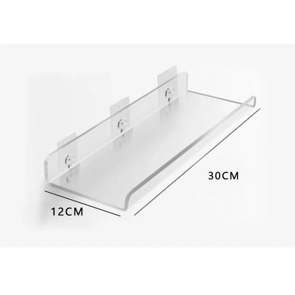 Estante acrílico para almacenamiento de pared, estanterías flotantes, organizador de estante de exhibición para baño, dormitorio, sala de estar, cocina, decoración de habitación