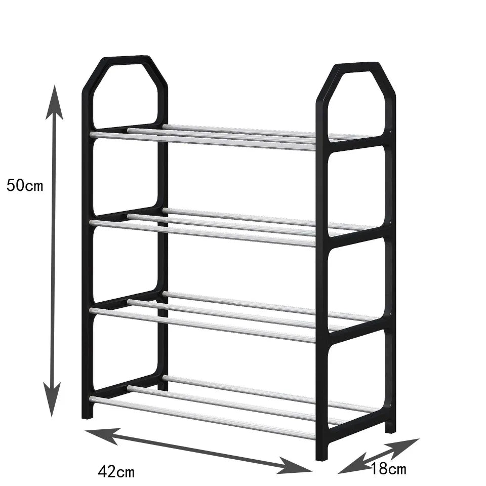 Zapatero de 4 niveles para sala de estar, estante sencillo de varios niveles, organizador de zapatos para ahorro de espacio, montaje de puerta, armario de almacenamiento para dormitorio