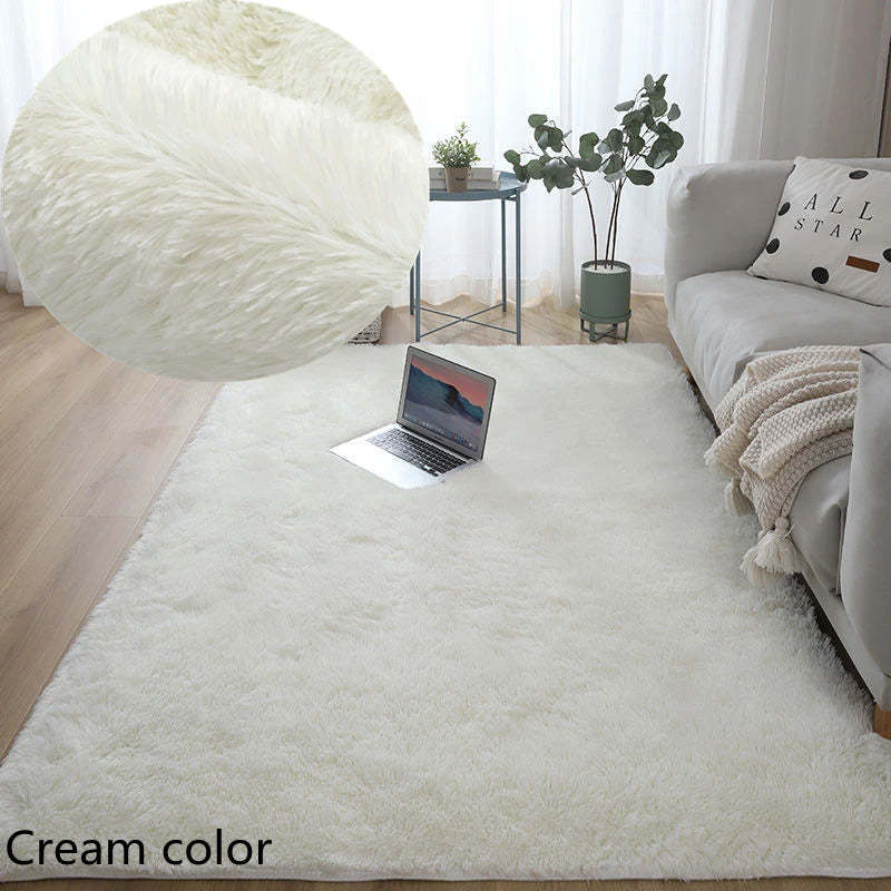 Alfombra blanca y esponjosa para sala de estar, alfombrillas grandes para decoración del hogar, antideslizantes y gruesas, para habitación de niños y niñas, color rosa