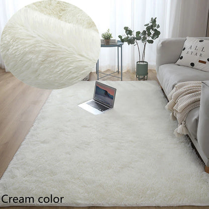 Alfombra blanca y esponjosa para sala de estar, alfombrillas grandes para decoración del hogar, antideslizantes y gruesas, para habitación de niños y niñas, color rosa