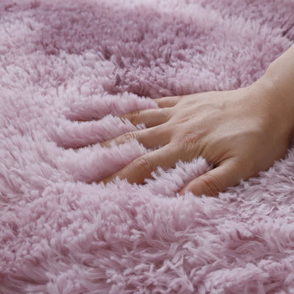 Alfombra blanca y esponjosa para sala de estar, alfombrillas grandes para decoración del hogar, antideslizantes y gruesas, para habitación de niños y niñas, color rosa