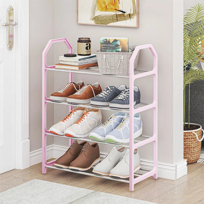 Zapatero de 4 niveles para sala de estar, estante sencillo de varios niveles, organizador de zapatos para ahorro de espacio, montaje de puerta, armario de almacenamiento para dormitorio