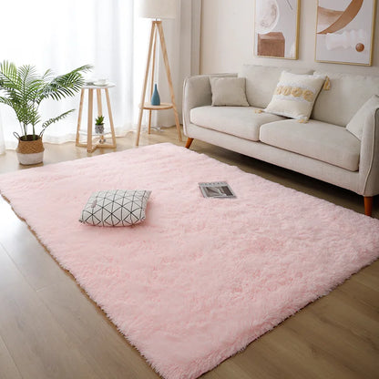 Alfombra blanca y esponjosa para sala de estar, alfombrillas grandes para decoración del hogar, antideslizantes y gruesas, para habitación de niños y niñas, color rosa