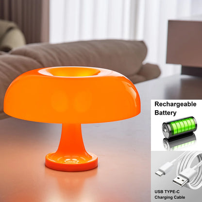 Lámpara de mesa de seta clásica, arte moderno Bauhaus, lámpara de mesita de noche de dormitorio, lámpara de mesa decorativa naranja de diseñador danés