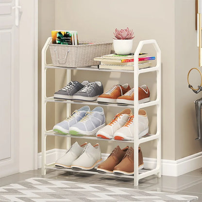 Zapatero de 4 niveles para sala de estar, estante sencillo de varios niveles, organizador de zapatos para ahorro de espacio, montaje de puerta, armario de almacenamiento para dormitorio