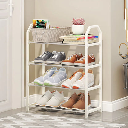 Zapatero de 4 niveles para sala de estar, estante sencillo de varios niveles, organizador de zapatos para ahorro de espacio, montaje de puerta, armario de almacenamiento para dormitorio