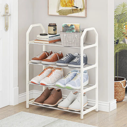 Zapatero de 4 niveles para sala de estar, estante sencillo de varios niveles, organizador de zapatos para ahorro de espacio, montaje de puerta, armario de almacenamiento para dormitorio