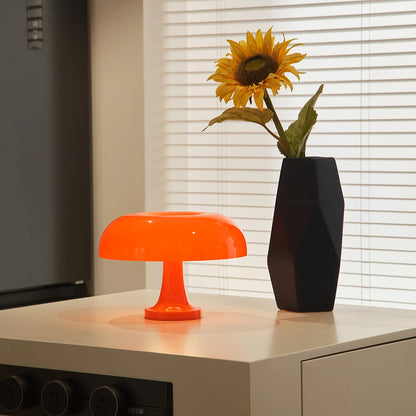 Lámpara de mesa de seta clásica, arte moderno Bauhaus, lámpara de mesita de noche de dormitorio, lámpara de mesa decorativa naranja de diseñador danés