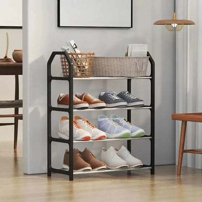 Zapatero de 4 niveles para sala de estar, estante sencillo de varios niveles, organizador de zapatos para ahorro de espacio, montaje de puerta, armario de almacenamiento para dormitorio