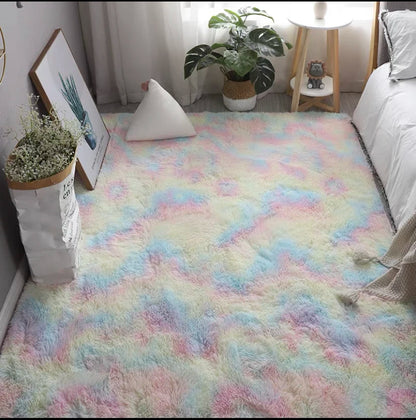 Alfombra blanca y esponjosa para sala de estar, alfombrillas grandes para decoración del hogar, antideslizantes y gruesas, para habitación de niños y niñas, color rosa