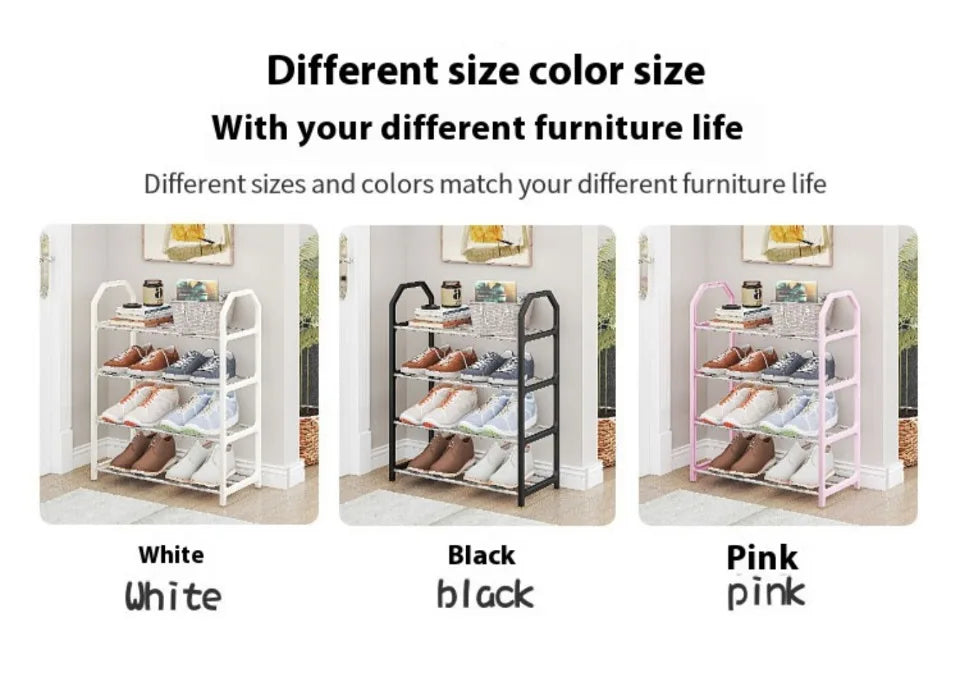 Zapatero de 4 niveles para sala de estar, estante sencillo de varios niveles, organizador de zapatos para ahorro de espacio, montaje de puerta, armario de almacenamiento para dormitorio