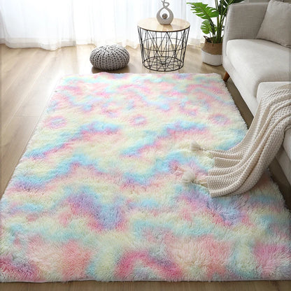 Alfombra blanca y esponjosa para sala de estar, alfombrillas grandes para decoración del hogar, antideslizantes y gruesas, para habitación de niños y niñas, color rosa