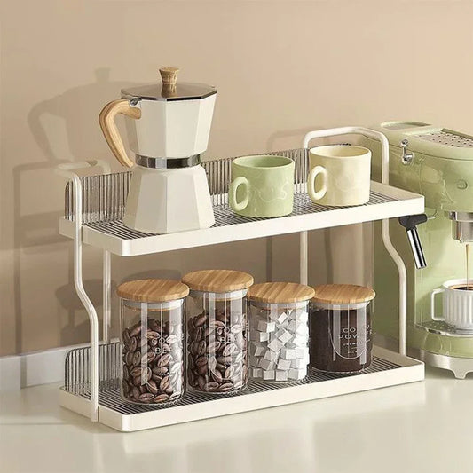 Organizador de almacenamiento, organizador de cocina, estantes de cocina, taza de té, doble capa debajo del fregadero, estante de almacenamiento, electrodomésticos, aromatizante de maquillaje