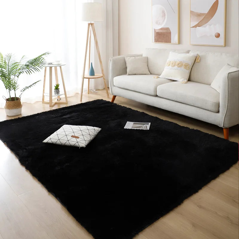Alfombra blanca y esponjosa para sala de estar, alfombrillas grandes para decoración del hogar, antideslizantes y gruesas, para habitación de niños y niñas, color rosa