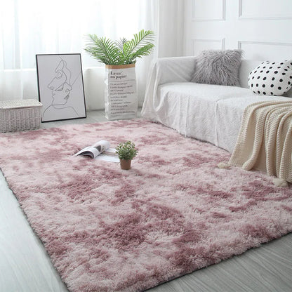 Alfombra blanca y esponjosa para sala de estar, alfombrillas grandes para decoración del hogar, antideslizantes y gruesas, para habitación de niños y niñas, color rosa