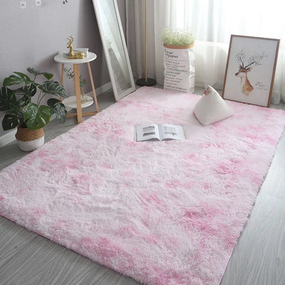 Alfombra blanca y esponjosa para sala de estar, alfombrillas grandes para decoración del hogar, antideslizantes y gruesas, para habitación de niños y niñas, color rosa
