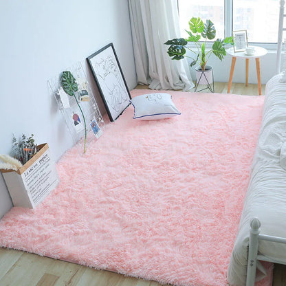 Alfombra blanca y esponjosa para sala de estar, alfombrillas grandes para decoración del hogar, antideslizantes y gruesas, para habitación de niños y niñas, color rosa