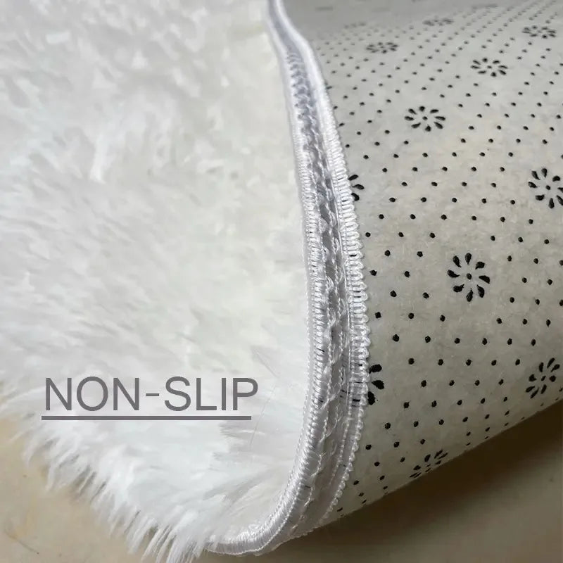 Alfombra blanca y esponjosa para sala de estar, alfombrillas grandes para decoración del hogar, antideslizantes y gruesas, para habitación de niños y niñas, color rosa