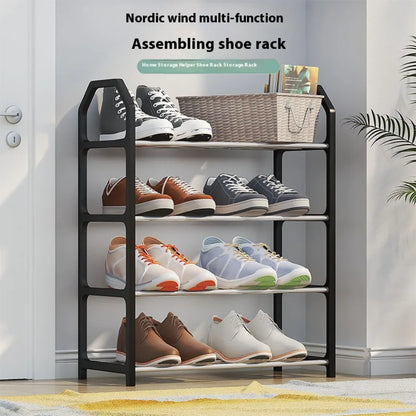 Zapatero de 4 niveles para sala de estar, estante sencillo de varios niveles, organizador de zapatos para ahorro de espacio, montaje de puerta, armario de almacenamiento para dormitorio